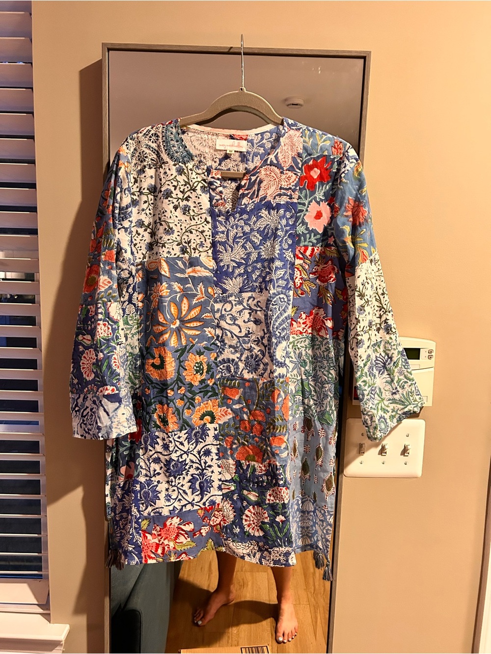 Mary Marshmallow 100% Cotton Boho Patchwork Floral Mini Dress/Tunic